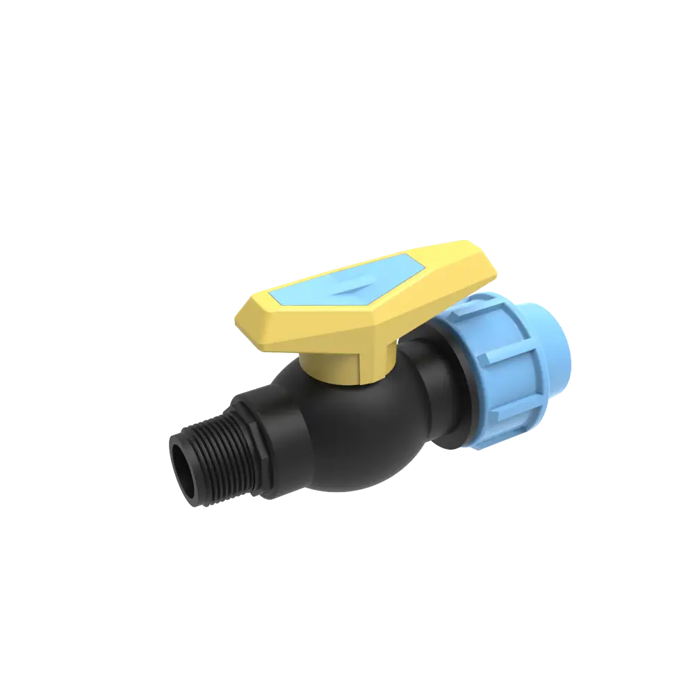 Кран кульовий пластиковий (затис+наруж