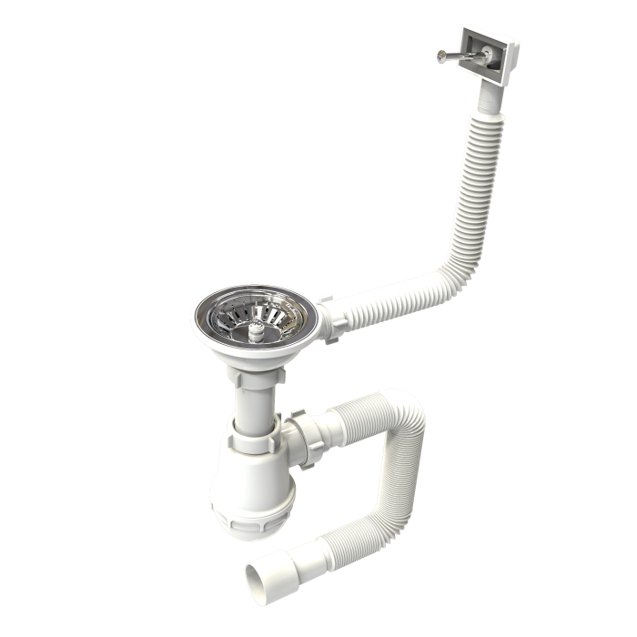 Siphons for single kitchen sinks with stainless steel drain strainer 115mm