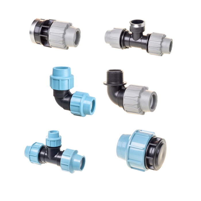 Compression fittings for HDPE pipes