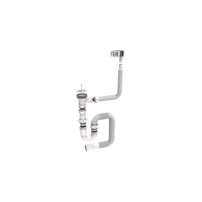 Straight-flow siphons for kitchen sinks 70 mm