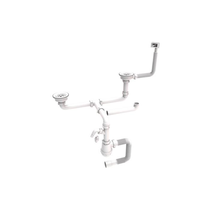 Siphons for double kitchen sinks