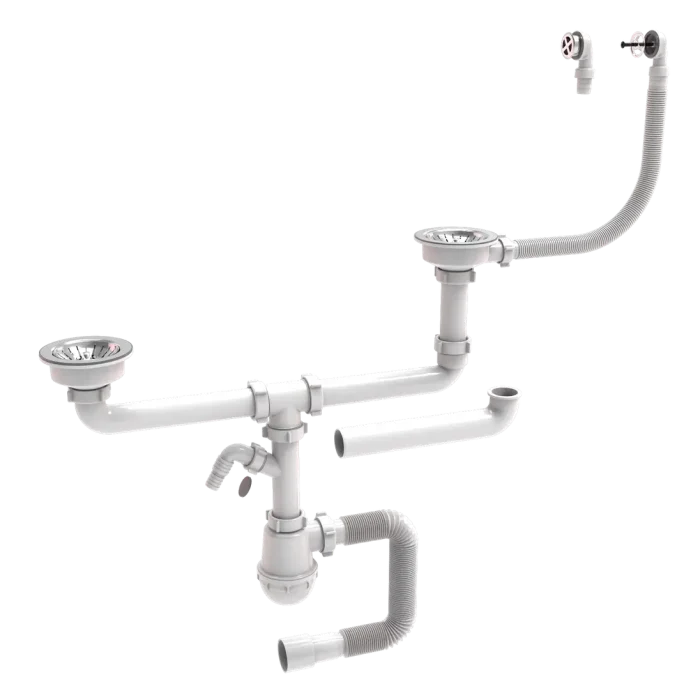 Siphons for double ceramic sinks 115 mm