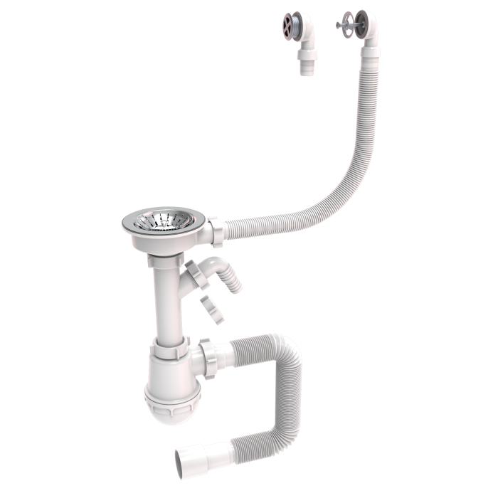 Siphons for single ceramic sinks with plastic screw 115mm